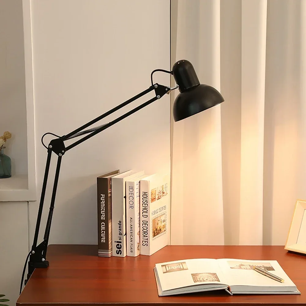 Foldable Desk Lamp, Clip-on Light, Telescopic Eye Protection, Retro Office and Bedroom Table Lamp, Adjustable Home Decor