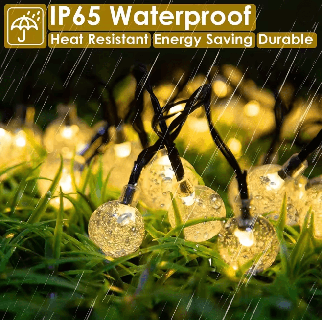 Solar Crystal Ball String Lights Waterproof Outdoor Decorative LED Lights