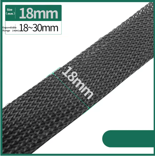 Black PET Braided Cable Sleeving Expandable Wire Protection Sleeve 4 to 25mm 1 yo 50m