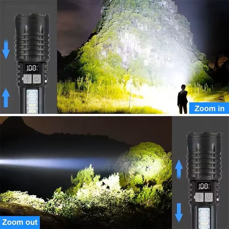 High Power Rechargeable LED Flashlight with Side Light