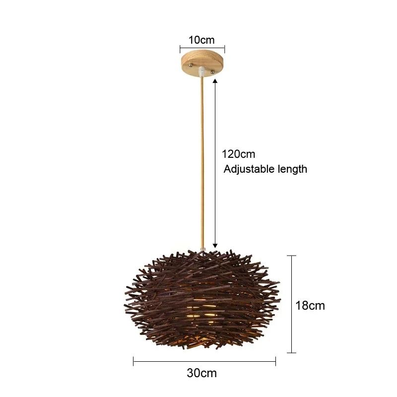 Rattan Wicker Bamboo Pendant Ceiling Lamp