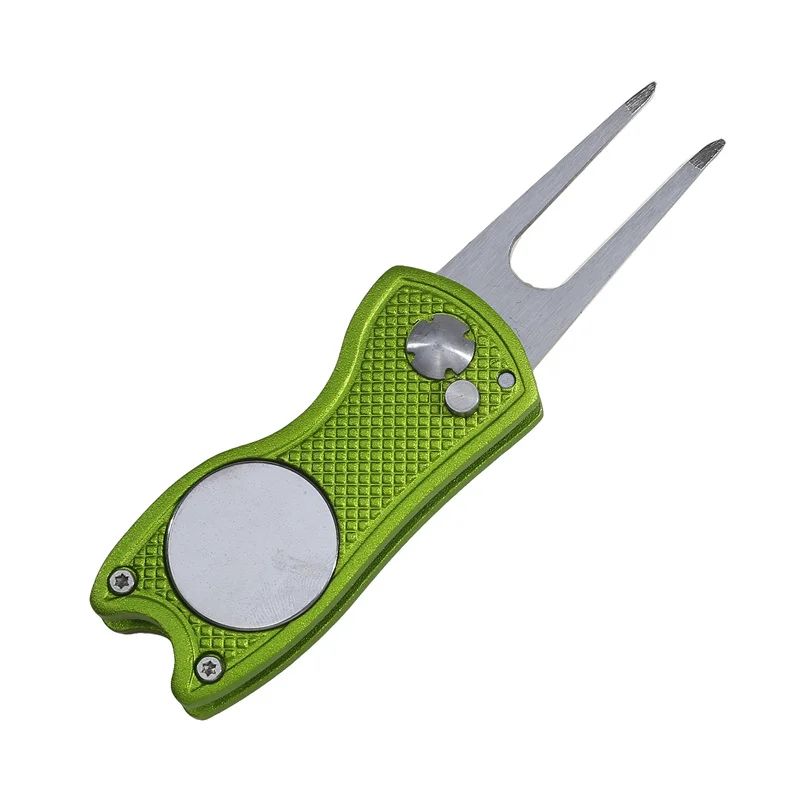 Foldable Golf Divot Repair Tool with Groove Cleaner