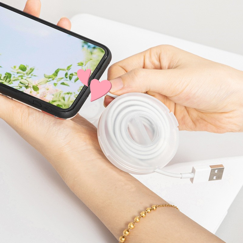 Portable Transparent Cable Organizer, Retractable Phone Holder, Cord Management, Charger Wire Protector