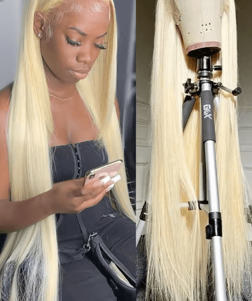 613 Honey Blonde Straight Human Hair Wig with HD Transparent Lace (13by4 / 13by6 / 360)