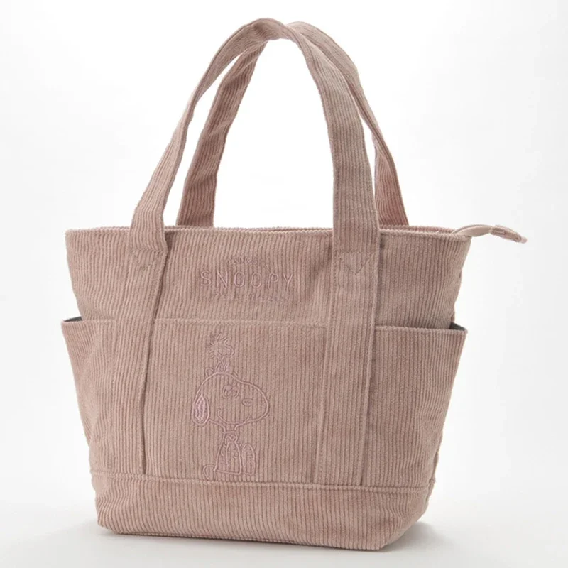 Cute Snoopy Disney Series Corduroy Tote Bag, Casual Hundred Students Large Handbag, Zipper Shoulder Large Bag