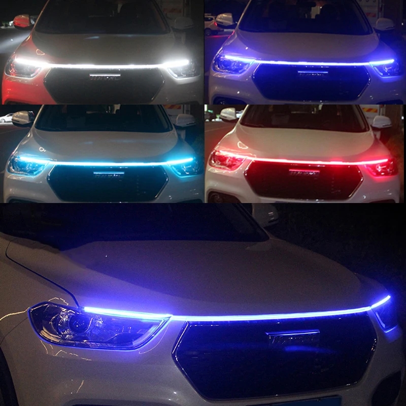LED Car Hood Decorative Lights, DRL Ambient Guide Lamp for Auto Engine