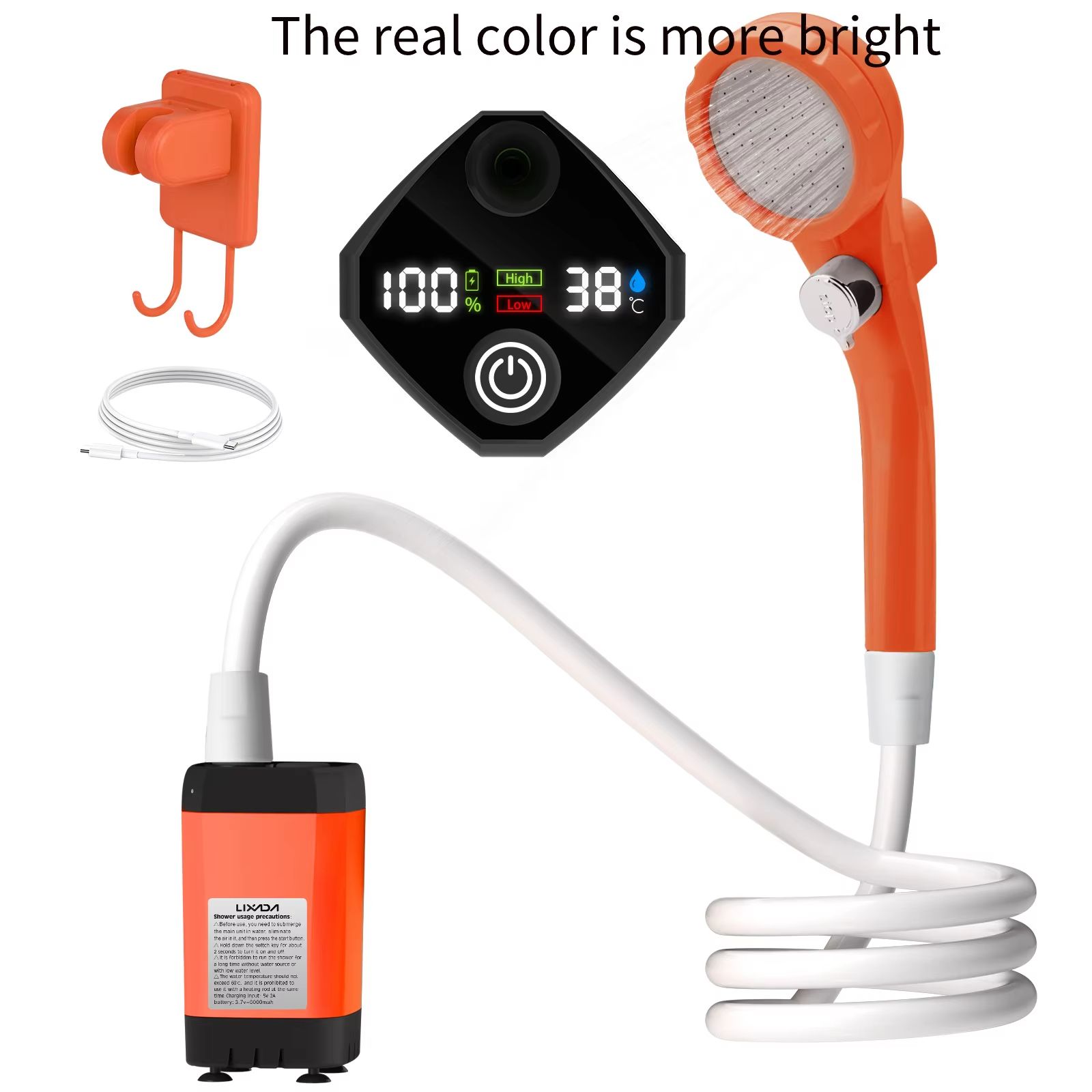 Portable Camping Shower Pump Kit – Outdoor Shower with Digital Display, Adjustable Flow & 6000mAh Rechargeable Battery f