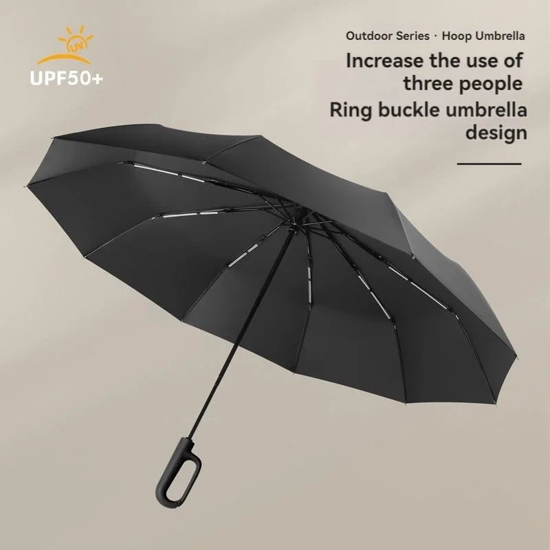 TINSOL Fully Automatic Ring Buckle Umbrella - Extra Large, Strong Windproof Sun & Rain Protection