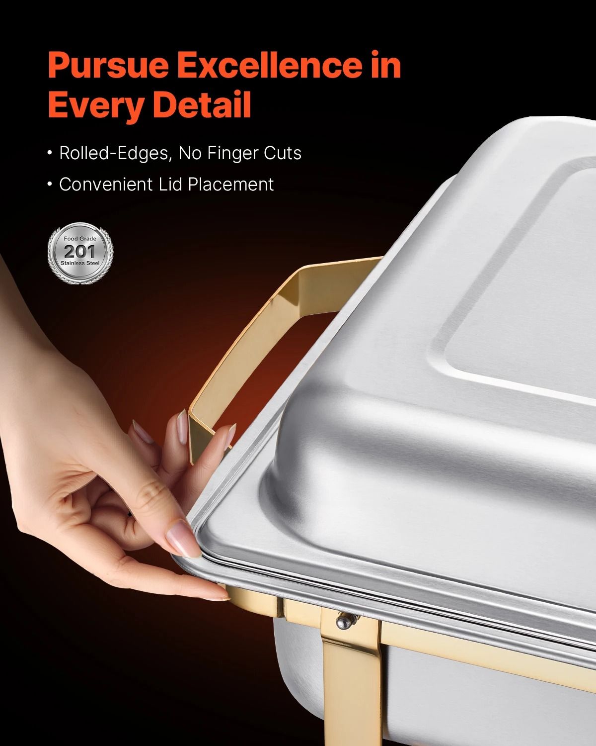 SucceBuy Stainless Steel Chafing Dish Buffet Set 8 Qt Catering Food Warmer Server 4 Pack