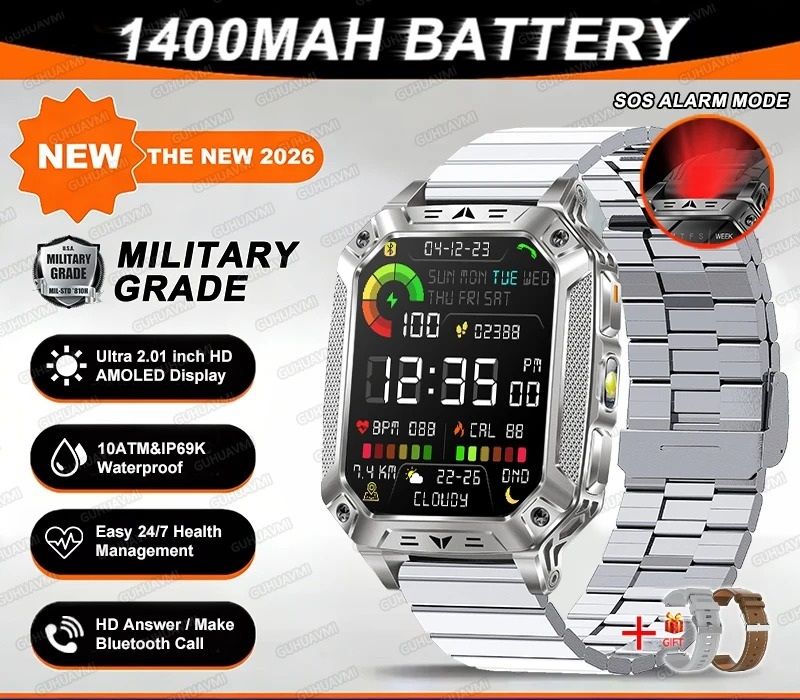 TANK Ultra Military Smart Watch – 1400mAh Battery & 2.01