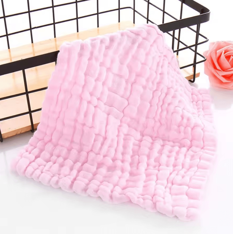 6-Layer Muslin Baby Towel Set – Ultra Soft Cotton Washcloths & Burp Cloths (5pcs)