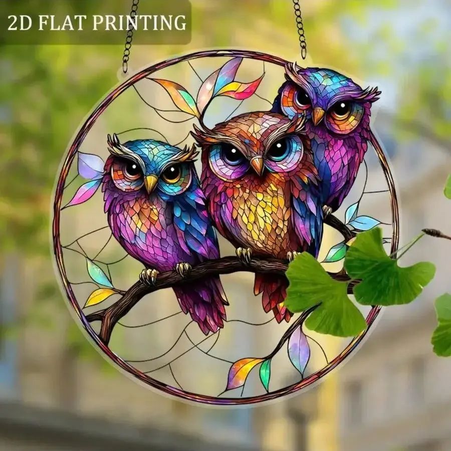 Colorful Owl Pendant Light – Decorative Animal Hanging Lamp for Indoor & Outdoor Home Lighting