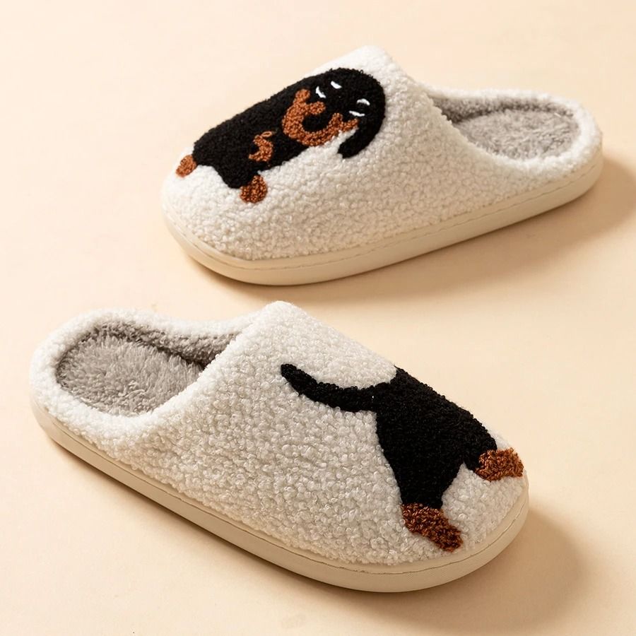 Womens Cute Dachshund Dog Indoor Slippers Warm Winter Cotton Shoes