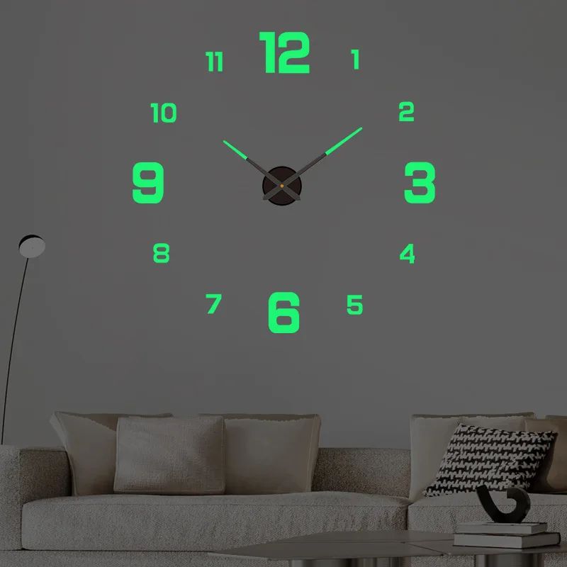 3D DIY Wall Clock Luminous Frameless Modern Wall Clock Decor
