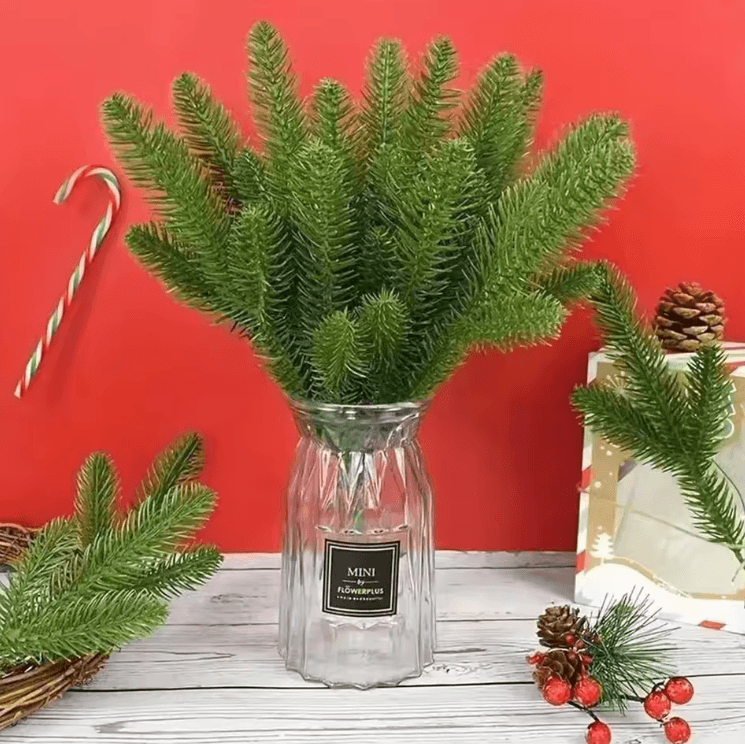 20PCS Artificial Pine Needle Branches – DIY Christmas Greenery for Garland & Decor