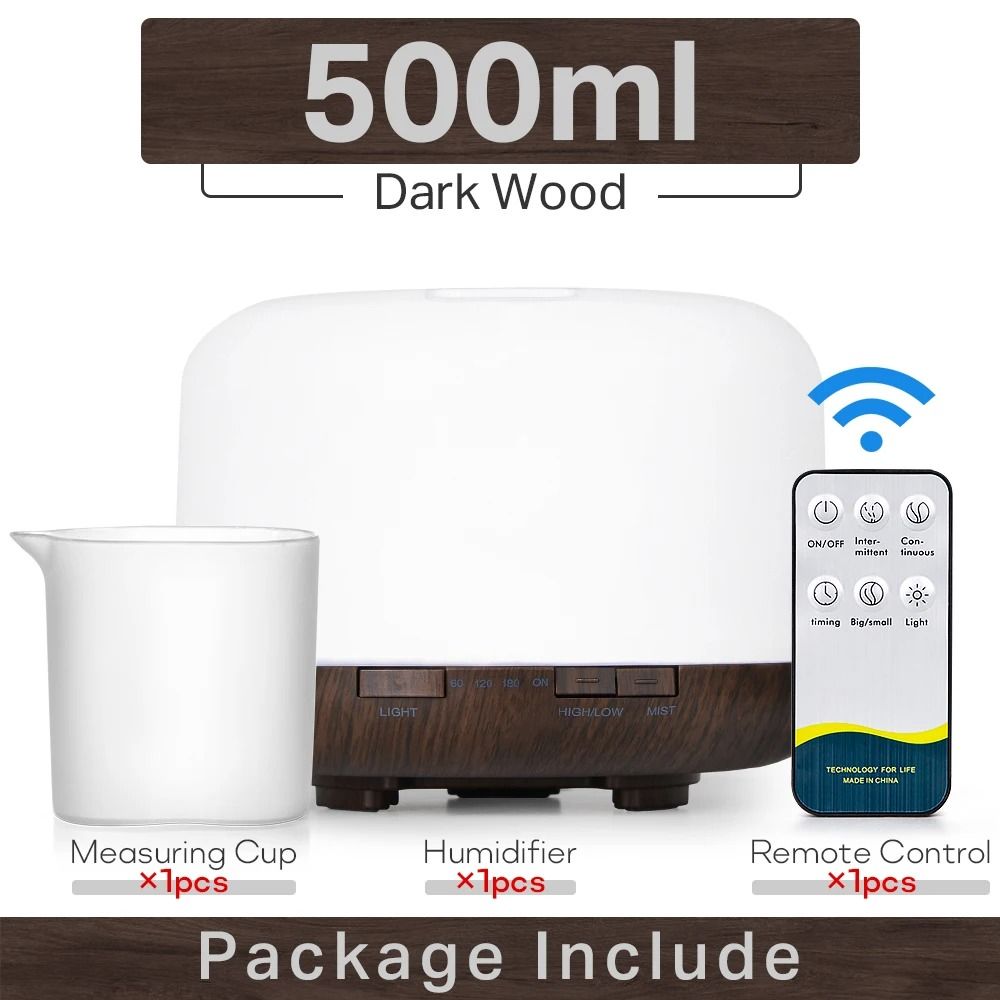 Ultrasonic Aromatherapy Diffuser with Remote Control and LED Light