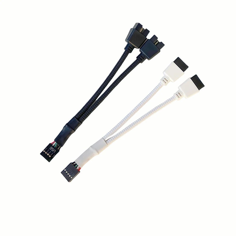 Dual 9-Pin USB Internal Splitter Cable – 1 to 2 USB 2.0 Motherboard Header Extension