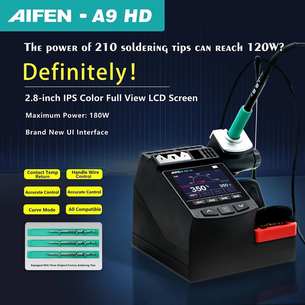 AIFEN A9HD 180W Digital Soldering Iron Station with Curve Mode