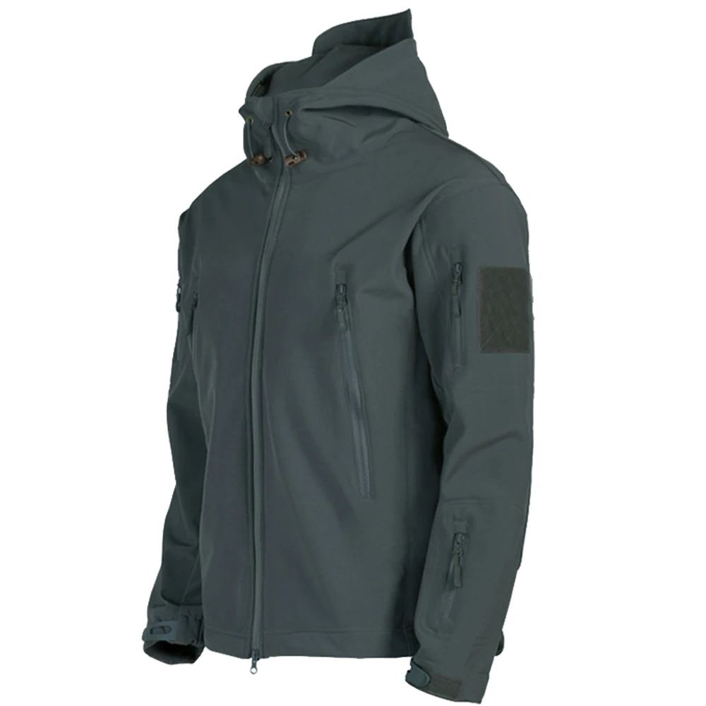 Mens Tactical Soft Shell Jacket Windproof & Waterproof Army Combat Jacket with Hood