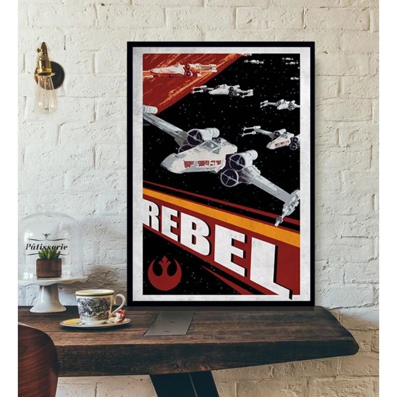 Galactic Retro Space Poster Tatooine Canvas Movie Wall Art