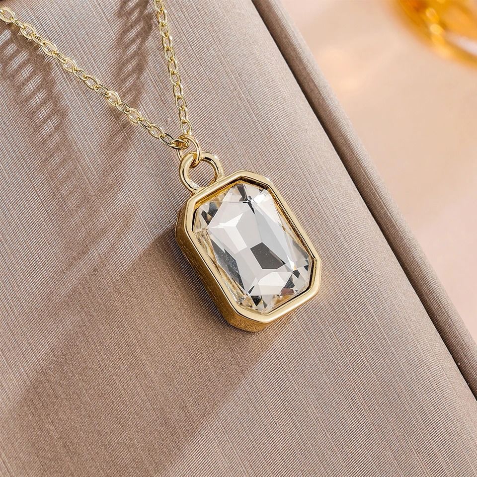 Elegant Square Crystal Stainless Steel Earrings
