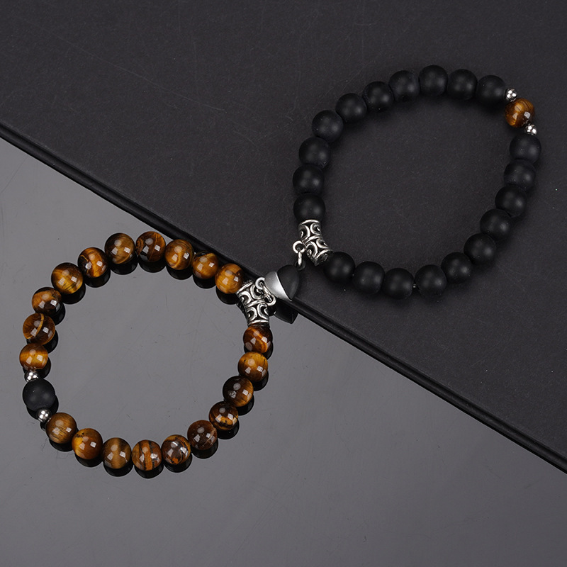 Natural Stone Heart Magnet Distance Couple Bracelets Beads Friendship Fashion Jewelry Gift
