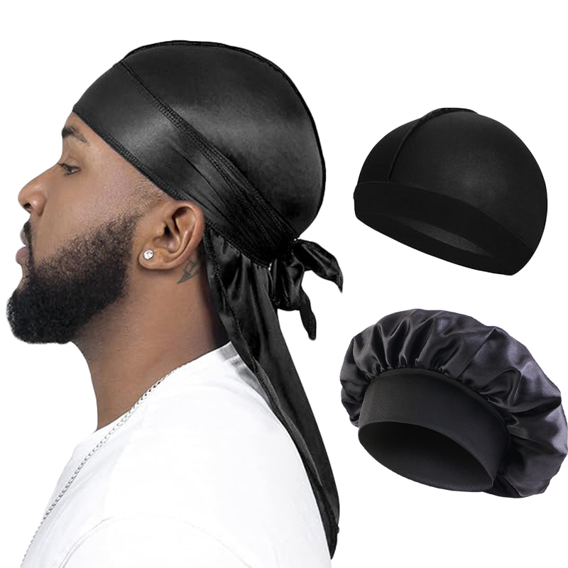 Silky Long Tail Durag Satin Wave Cap for Men and Women