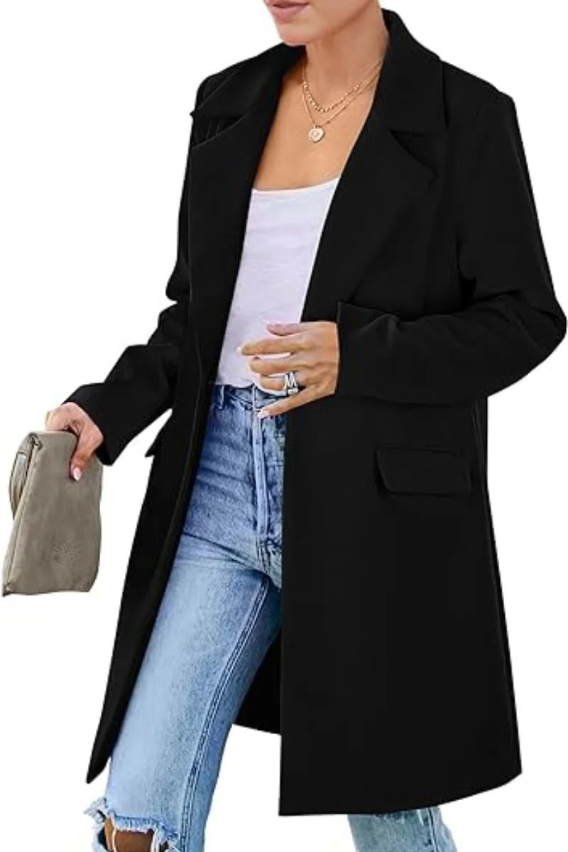 Elegant Double-Breasted Winter Wool Blend Coat