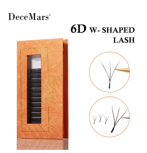 DeceMars 6D W Shaped Eyelash Extensions Soft Volume Individual Lashes