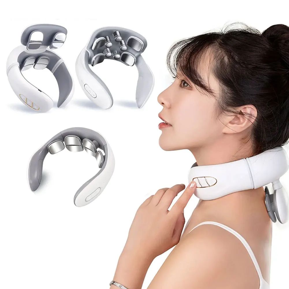 Smart Pulse Neck Massager – Intelligent Electric Rechargeable Heating Magnetic TENS Pulse Therapy for Deep Tissue Relief