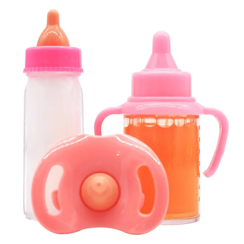 Baby Doll Feeding Bottle Set Toy Milk Juice Bottles with Pacifier