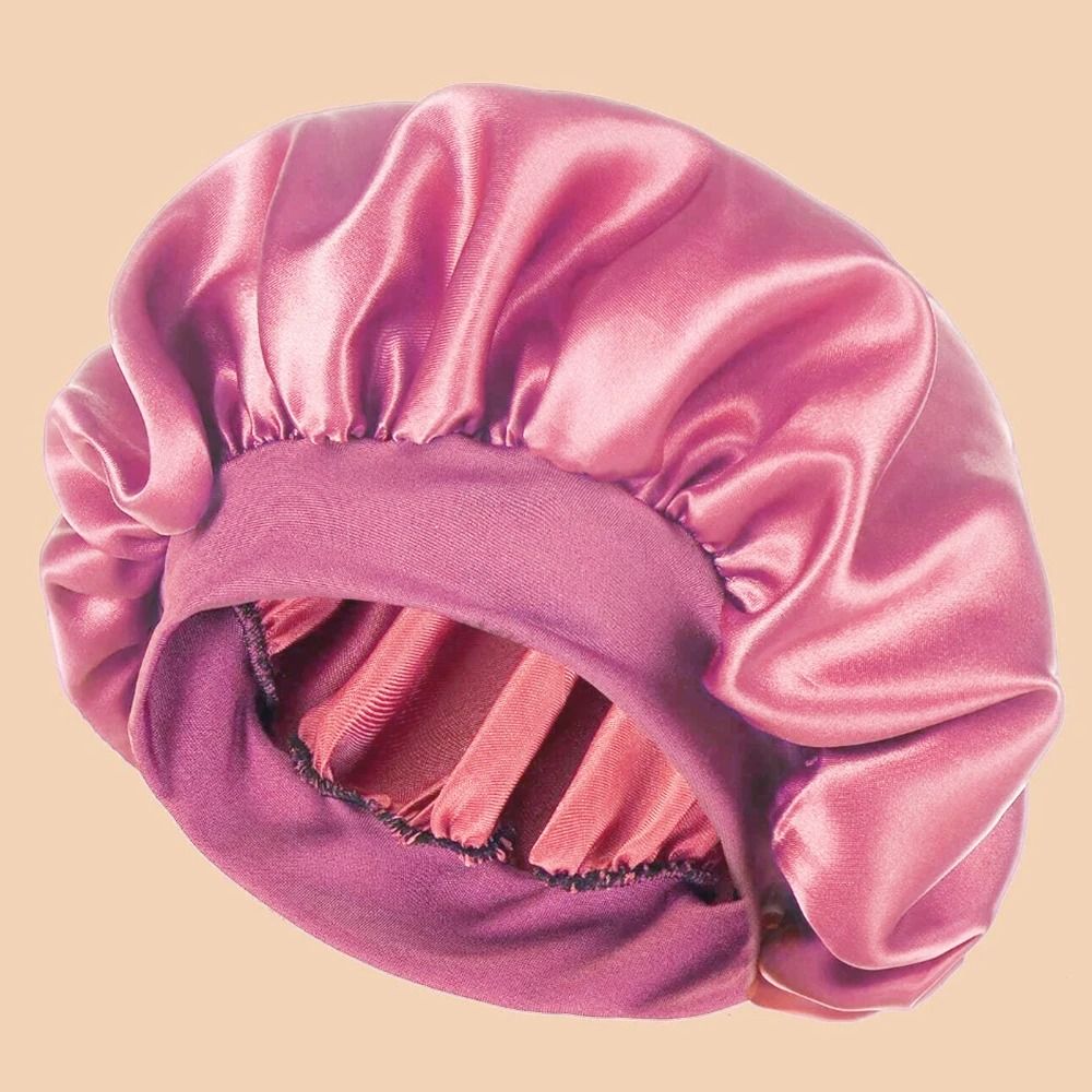 Women Satin Shower Cap Wide Brim Bonnet