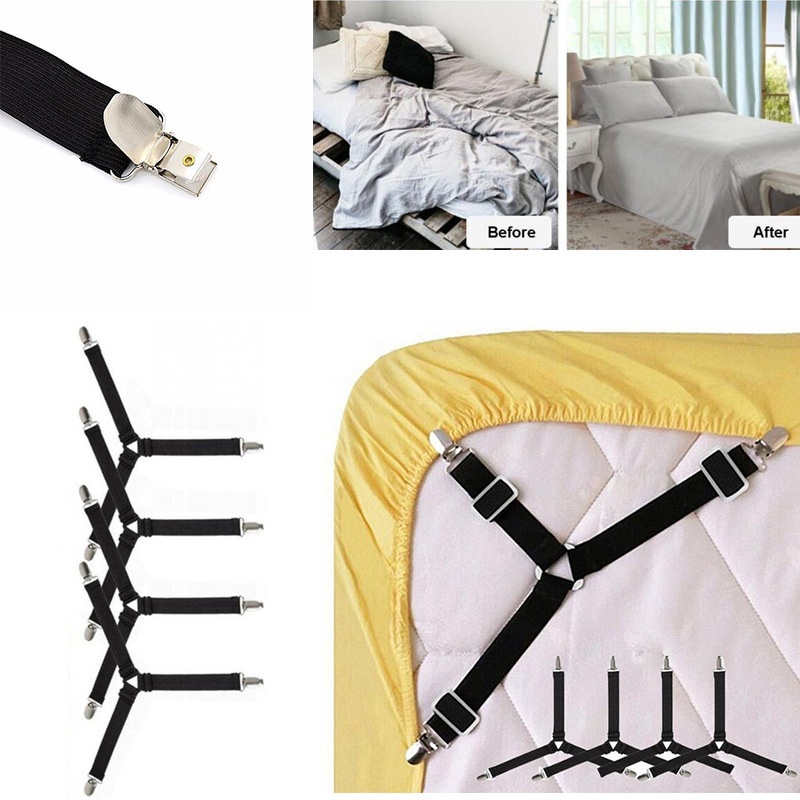 Adjustable Elastic Straps Bed Sheet Fasteners Holder Clips for Mattress Cover Home Organizer