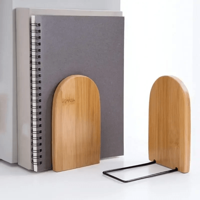 Wood and Iron Bookends Heavy Duty Decorative Bookends for Shelves and Desk