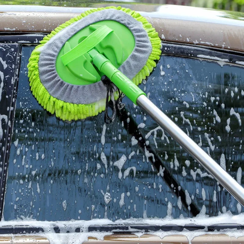 Telescopic Car Wash Mop, Rotating Brush Head for Auto Supplies, Roof & Window Cleaning Maintenance Accessories