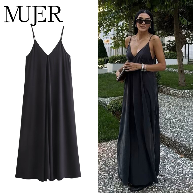 Red Draped Summer Dress Sexy Backless Maxi Dress for Women Black Slip Long Dresses Woman Beachwear
