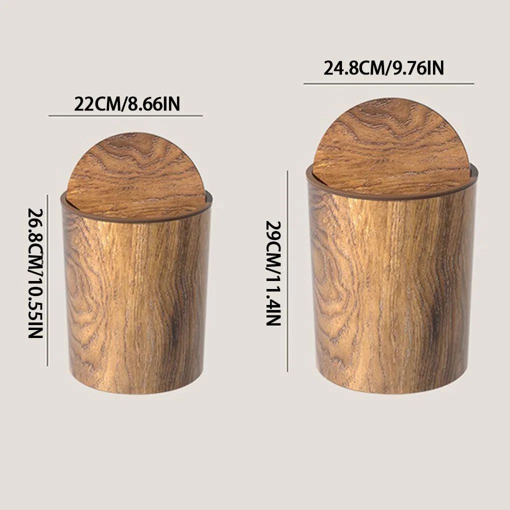 Imitation Wood Trash Can with Swing Lid