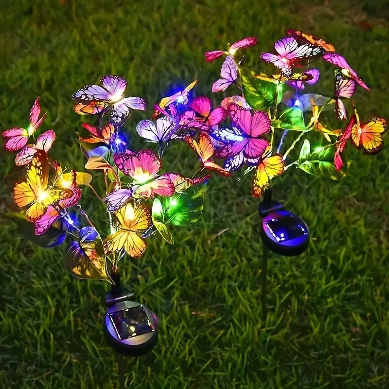 Solar LED Butterfly Flower Light, Outdoor Simulation Butterfly Lawn Lamp, Waterproof Garden Decor for Home and Christmas
