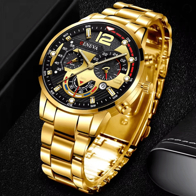 Mens Stainless Steel Quartz Watch Classic Analog Calendar