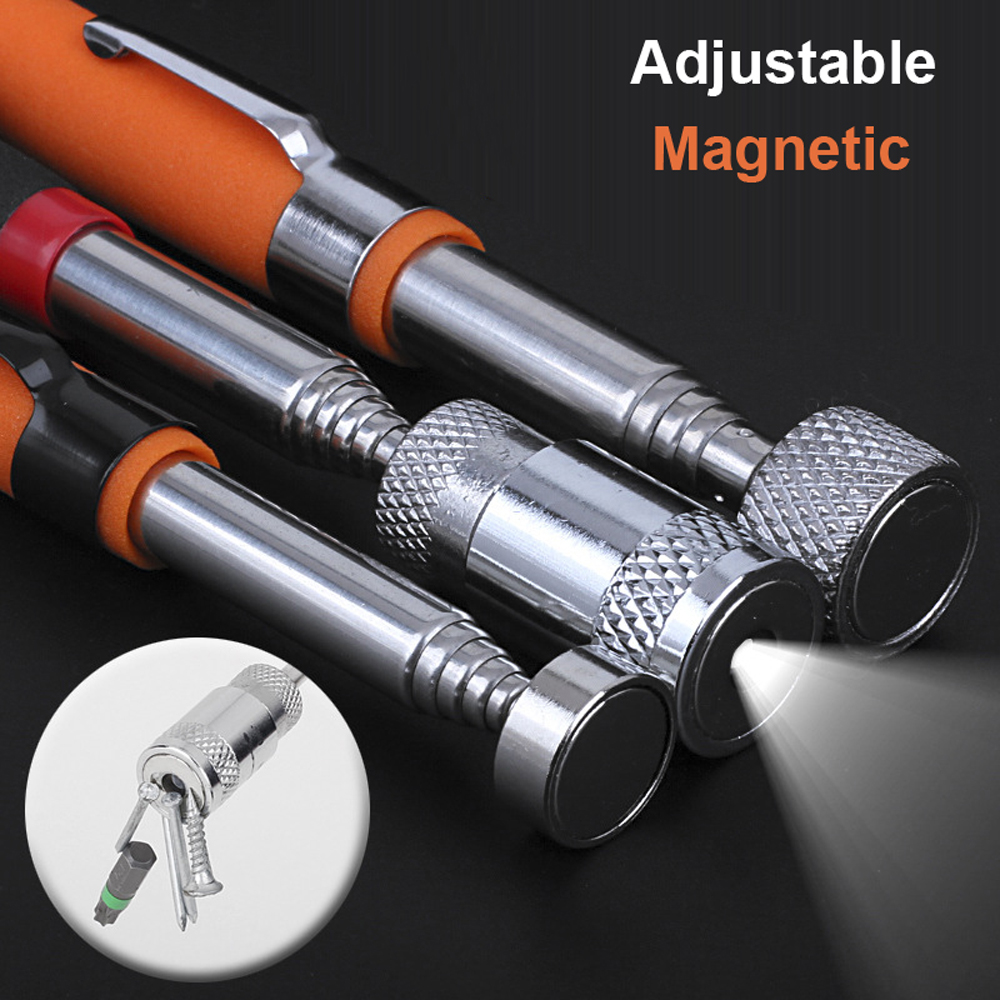 Magnetic Pick Up Tool with LED Light, Telescoping Stainless Steel Grabber for Hard to Reach Screws, Nuts & Bolts