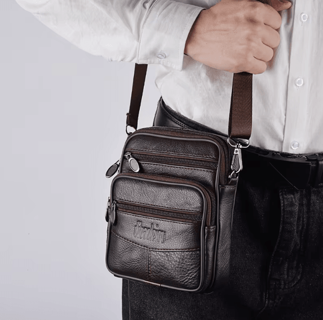 Mens Genuine Leather Crossbody Bag High Quality Retro Business Messenger Bag