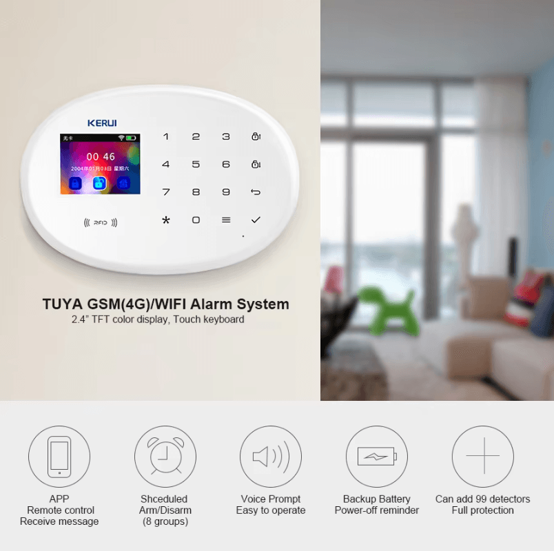 Home Alarm System – KERUI 433MHz WiFi GSM Wireless Security Kit with Motion Sensor