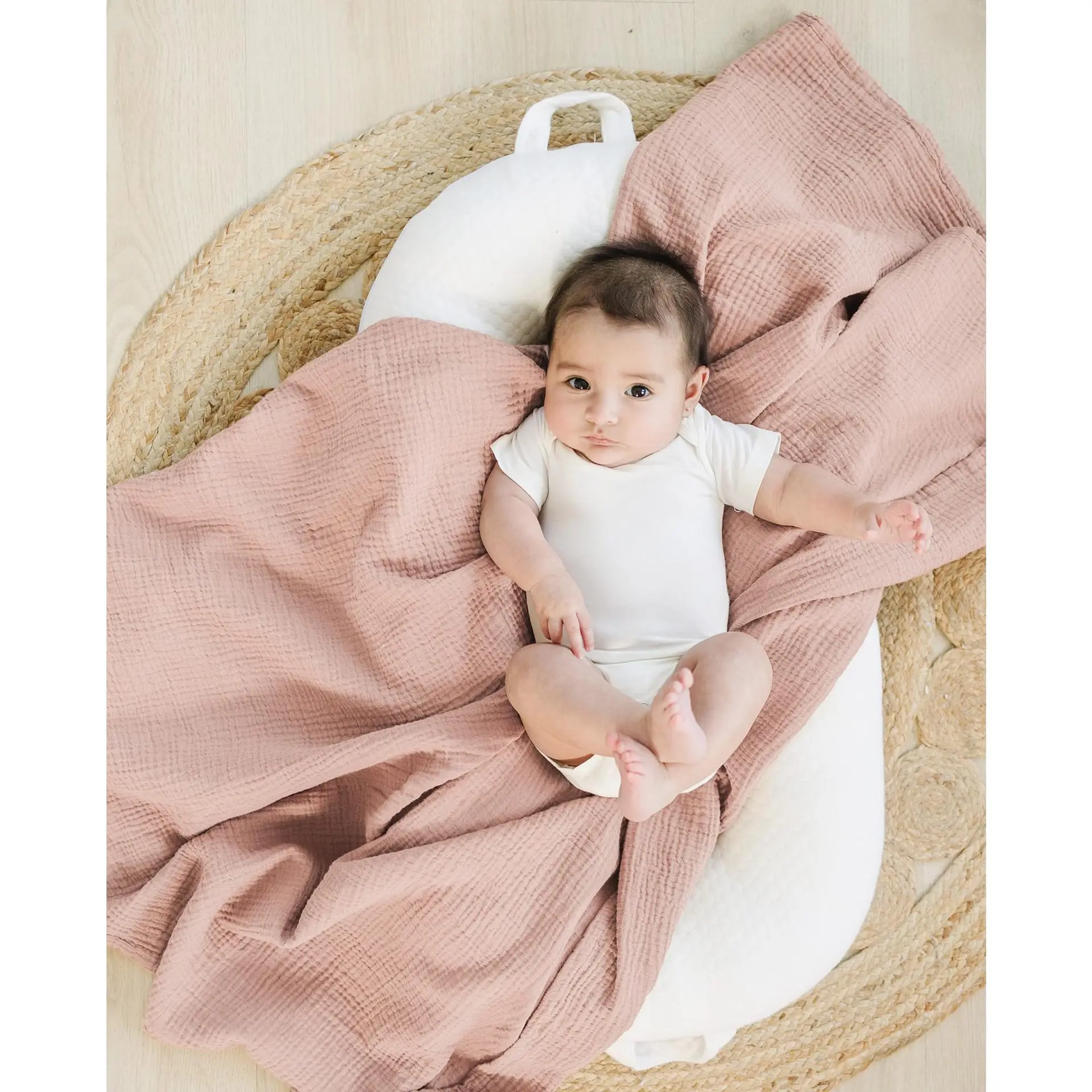 Baby Wrap, Cotton Muslin Swaddle Blankets, Soft Bedding Receiving Blanket