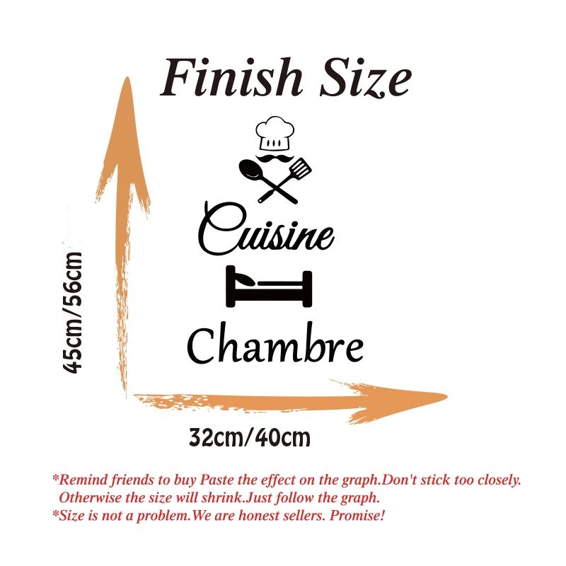 French Kitchen Door Sticker Cuisine Wall Decal Chef Door Decor
