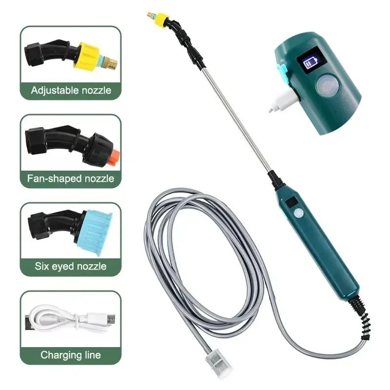 High-Pressure Electric Garden Sprayer (2400mAh) with 3 Nozzles & Telescopic Wand