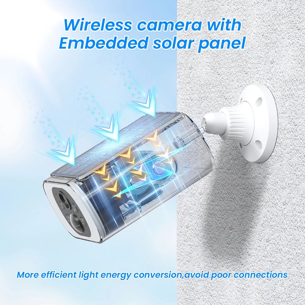 ANRAN Outdoor Solar Security Camera 3MP HD Wireless 2.4G WiFi Camera with Battery, Cloud Storage Color Night Vision