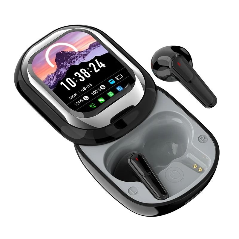 Smart Touch Screen LED TWS Earbuds with App Control and Wireless Charging Case