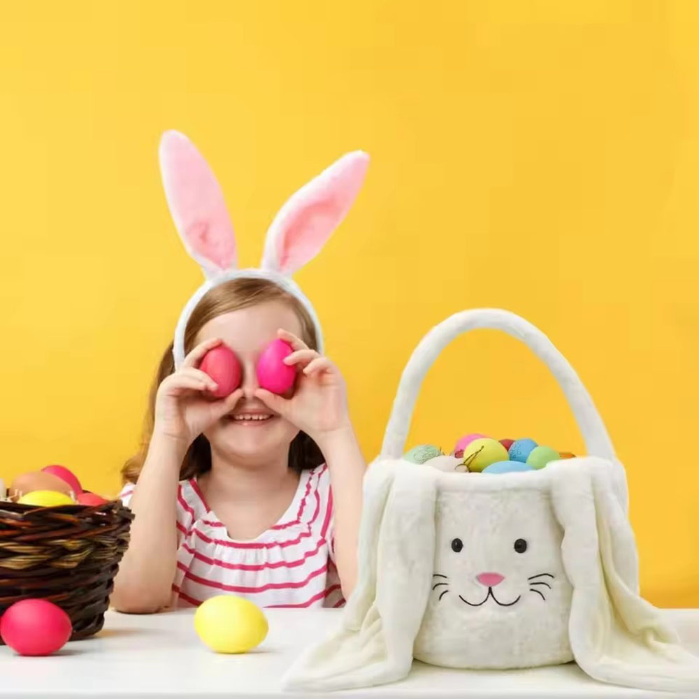 Lovely Easter Bunny Basket, Plush Candy Carry Basket, Bunny Gift Basket