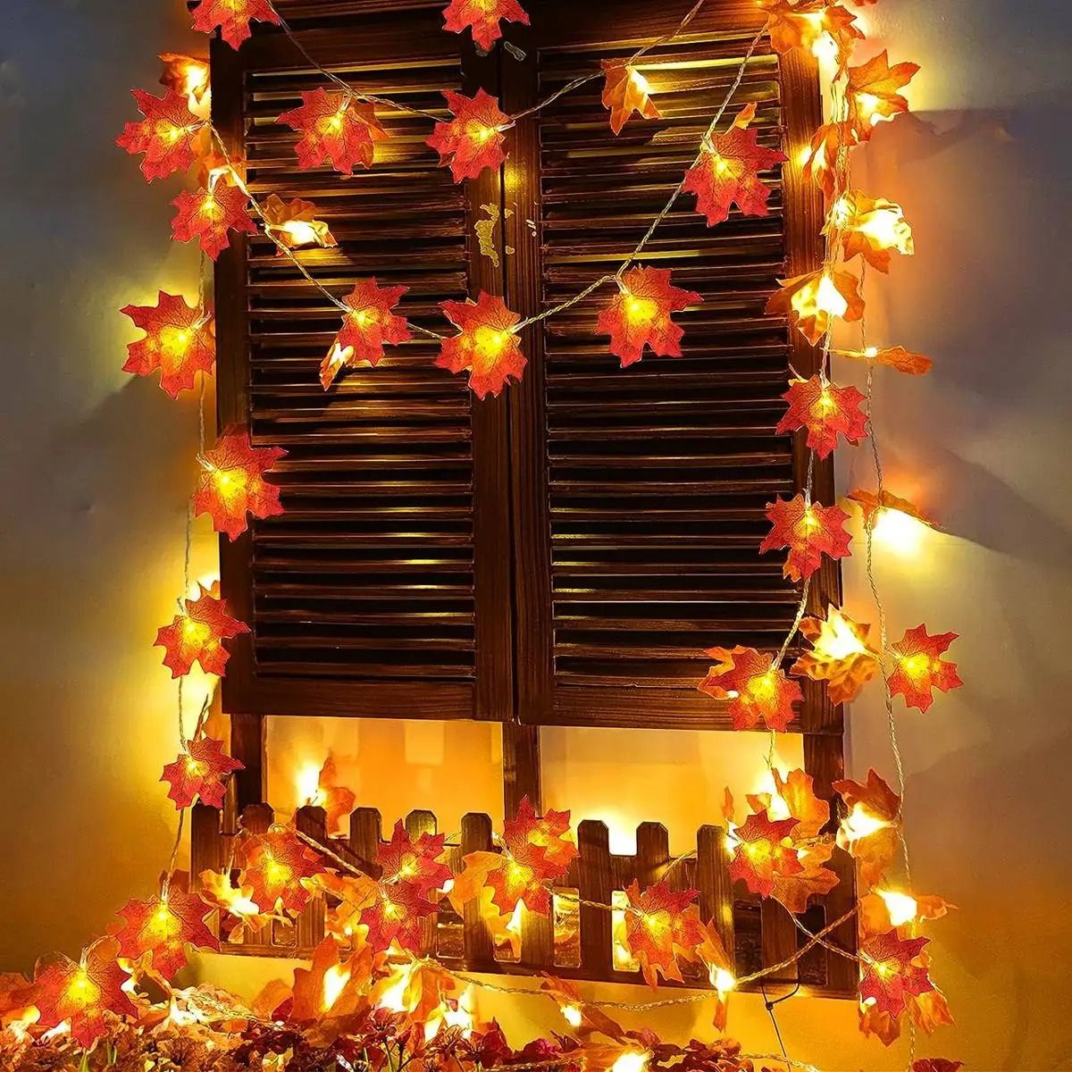 Maple Leaf String Lights Battery Operated Waterproof