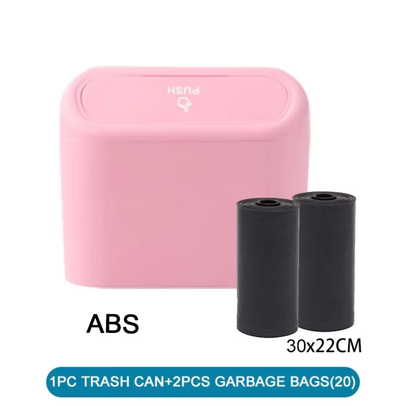 Leak-Proof Car Trash Can with Lid Mini Garbage Bin and 300 Bags